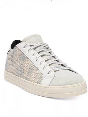 P448 Off-White Leather & Light Gray Mesh Sneakers size 38 US 7.5 New